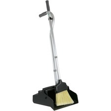 Telescopic Ergo Dust Pan with Broom, 12w x 45h, Metal, Gray/Silver